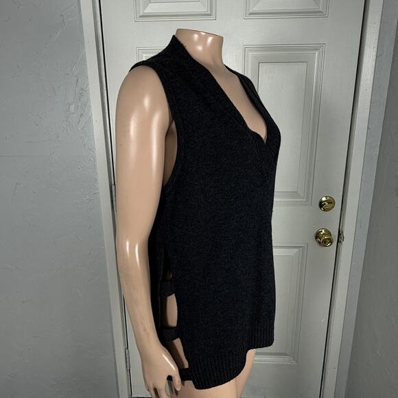 M. Patmos Women's Sweater Small Wool Sleeveless Knit Top Cashmere v neck Q3-2 - Picture 4 of 5